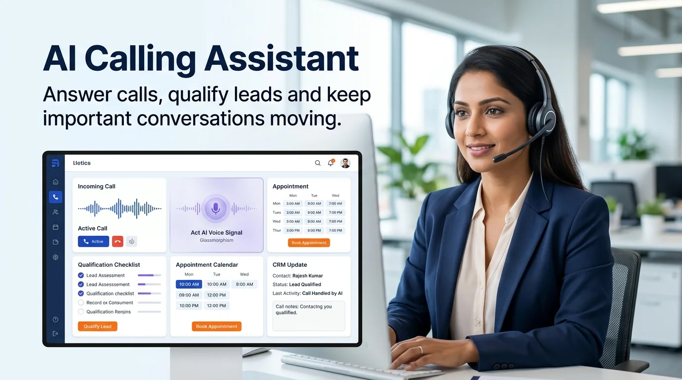AI calling assistant and voice automation illustration