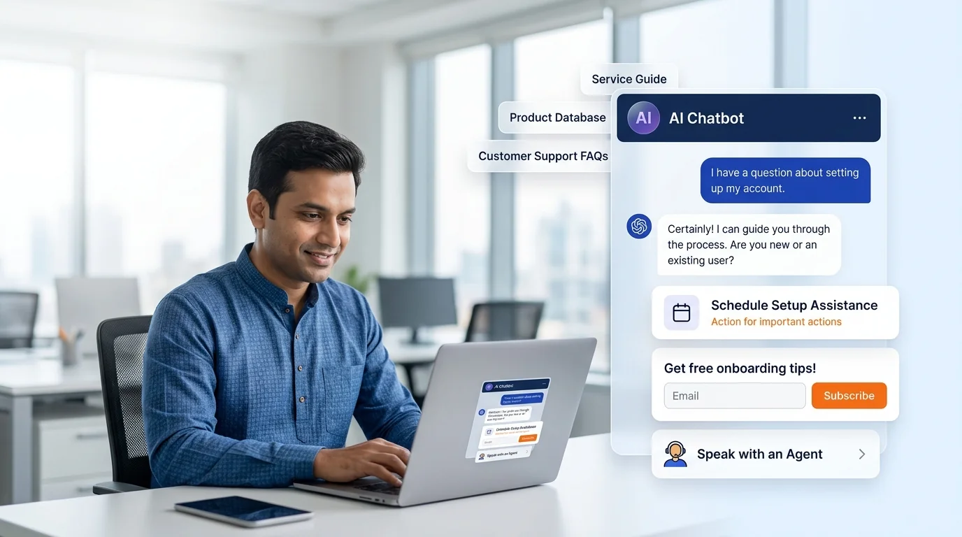 AI chatbot customer conversation and lead capture illustration