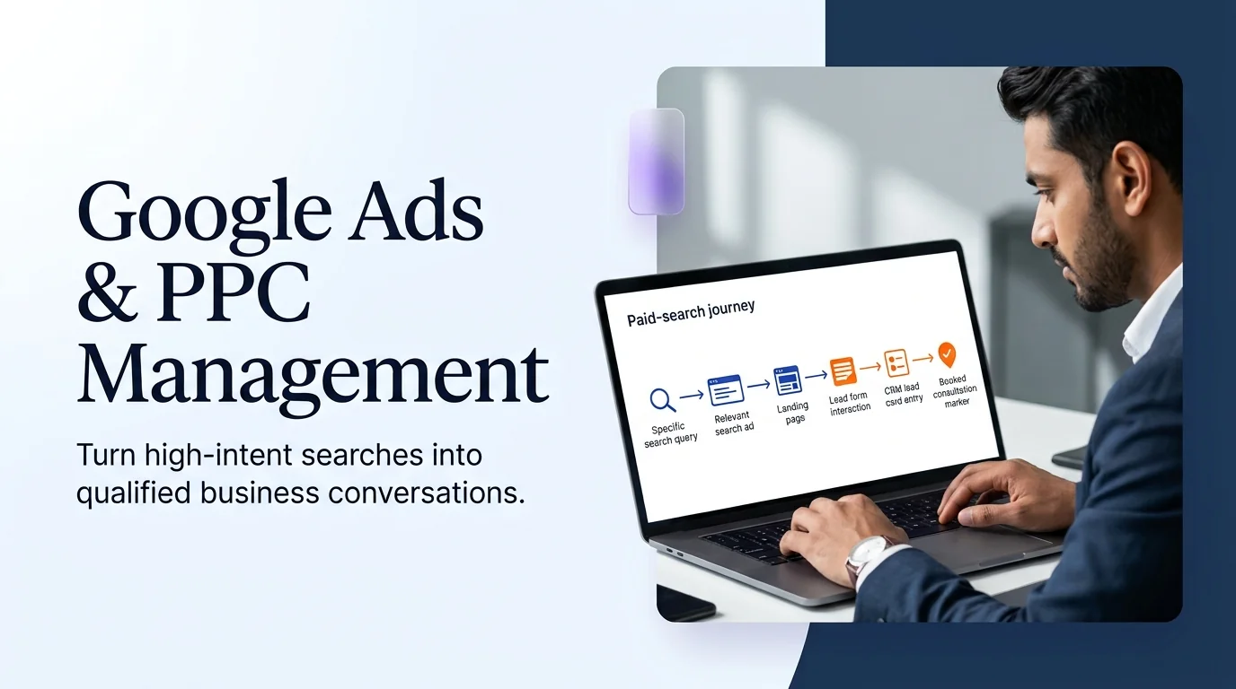 Google Ads search to qualified lead workflow illustration