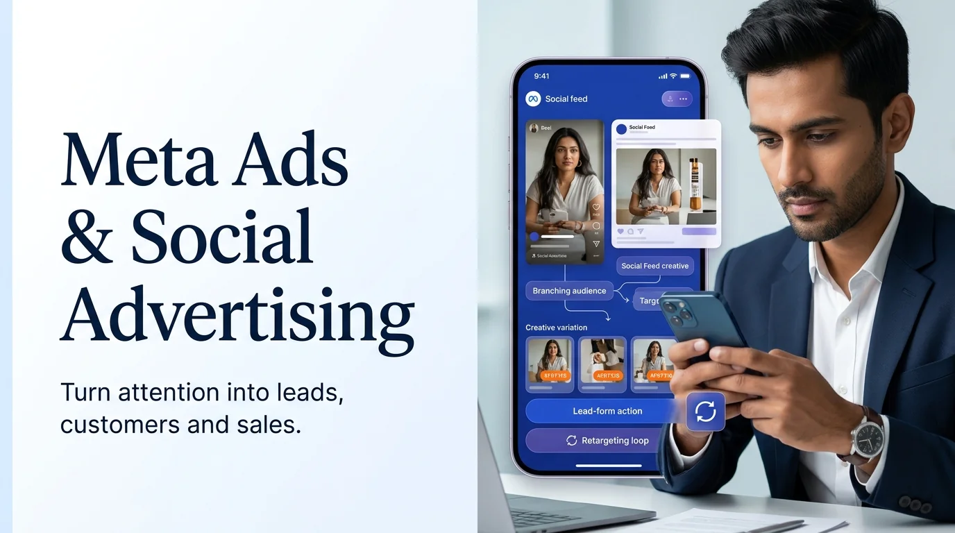 Meta social advertising and lead generation illustration